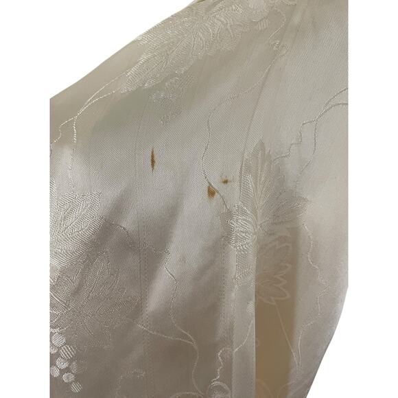 Vtg 50s Chinese Satin Embroidered Lounge Set Jacket & Pants Floral Frog Button - Picture 6 of 16